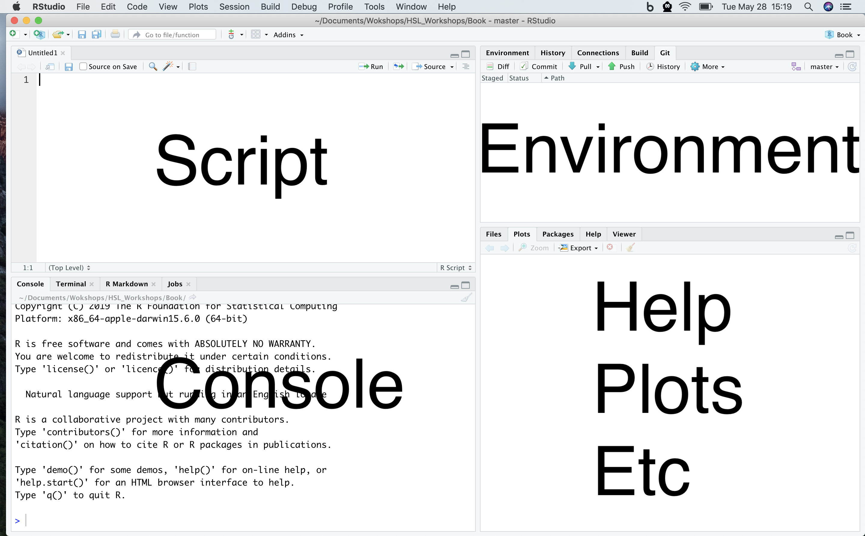 Four pane layout in RStudio